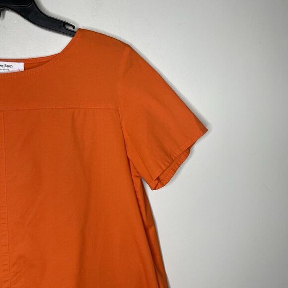 PETER SOM Collective Dress Womens 4 Orange T-Shirt Shift Cotton Stretch Pockets - Picture 3 of 12